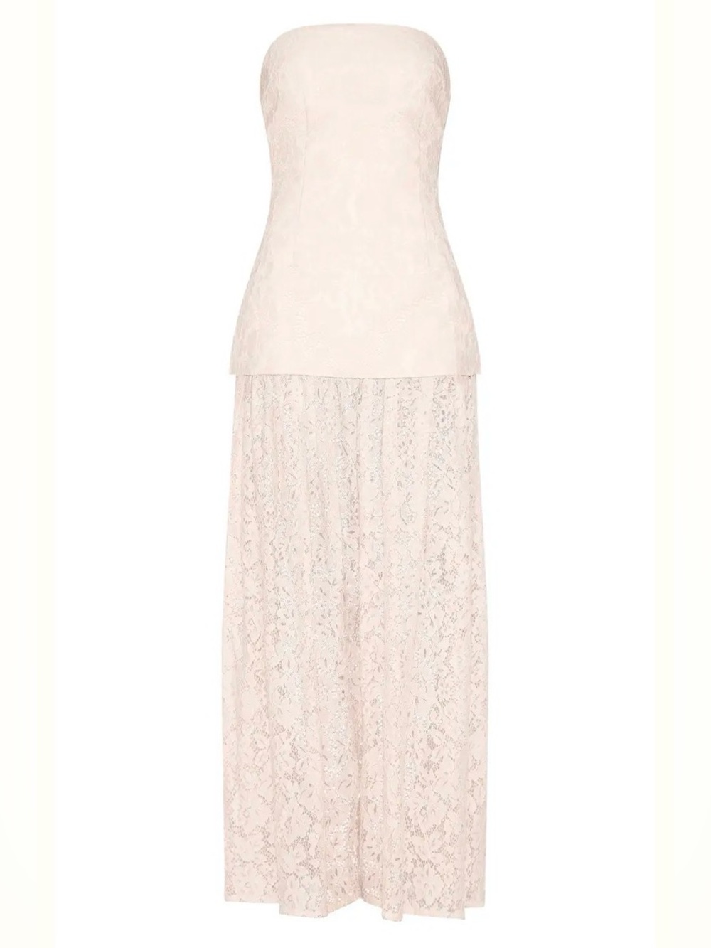 PrettyLittleThing CREAM LACE SHEER SKIRT PANEL BANDEAU MIDAXI DRESS